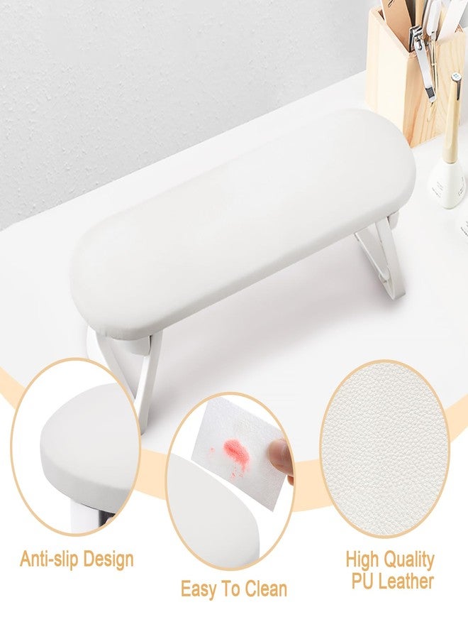 Subay Nail Arm Rest, Foldable PU Leather Nail Hand Rest for Acrylic Nails Cushion Hand Holder, Nail Hand Pillow Nail Art Accessories Tool for Manicure Salon Use - White - Image 4